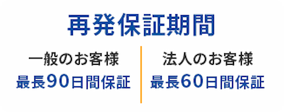 害虫駆除業者・駆除ザウルスの再発保証期間および定期点検期間　最長90日間保証